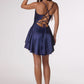 Amoris T616 Fit and Flare Satin Mini Party Dress