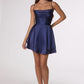 Amoris T616 Fit and Flare Satin Mini Party Dress