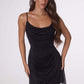 Amoris T617 Fitted Mini Cocktail Dress Draped Cowl Neckline