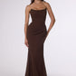 Ladivine Amoris T702 Strapless Scoop Neckline Fitted Chiffon Dress