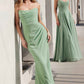 Ladivine Amoris T702 Strapless Scoop Neckline Fitted Chiffon Dress