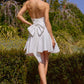 Amoris T710W Halter Top Short V-Neck Off White Glitter Dress