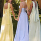 Amoris T711 Long Spaghetti Strap A-Line Chiffon Dress