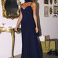 Amoris T711 Long Spaghetti Strap A-Line Chiffon Dress