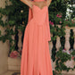 Amoris T711 Long Spaghetti Strap A-Line Chiffon Dress
