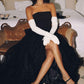 Amoris T712 Strapless Crepe Bodice A-Line Gown Layered Tulle Skirt