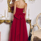 Amoris T712 Strapless Crepe Bodice A-Line Gown Layered Tulle Skirt