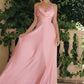 Amoris T714 Spaghetti Strap Draped Cowl Neck A-Line Dress