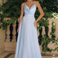 Amoris T714 Spaghetti Strap Draped Cowl Neck A-Line Dress