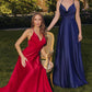 Amoris T714 Spaghetti Strap Draped Cowl Neck A-Line Dress