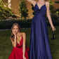 Amoris T714 Spaghetti Strap Draped Cowl Neck A-Line Dress