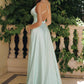 Amoris T714 Spaghetti Strap Draped Cowl Neck A-Line Dress