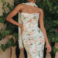 Amoris T718 Long Strapless Fitted Floral Chiffon Gown