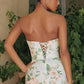 Amoris T718 Long Strapless Fitted Floral Chiffon Gown