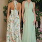 Amoris T719 Floral Printed A-Line Plunging Neckline Gown