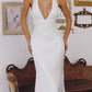 Amoris T720W Halter Satin Sleek Floor Length Satin Bridal Gown