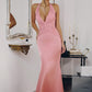 Amoris T720 Halter Satin Sleek Floor Length Gown