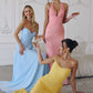 Amoris T720 Halter Satin Sleek Floor Length Gown
