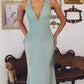 Amoris T720 Halter Satin Sleek Floor Length Gown