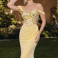 Amoris T721 Off the Shoulder Chiffon Fitted Mermaid Gown