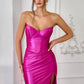Amoris T723 Sleek and Modern Stretch Satin Strapless Gown