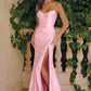 Amoris T723 Sleek and Modern Stretch Satin Strapless Gown