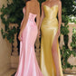 Amoris T723 Sleek and Modern Stretch Satin Strapless Gown