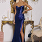 Amoris T723 Sleek and Modern Stretch Satin Strapless Gown