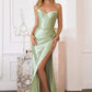 Amoris T723 Sleek and Modern Stretch Satin Strapless Gown