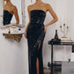 Amoris T724 Sleek Strapless Sequin Fitted Gown