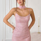 Amoris T725 Long Fitted Shimmering Lace Gown Spaghetti Straps