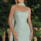 Amoris T725 Long Fitted Shimmering Lace Gown Spaghetti Straps