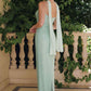 Amoris T725 Long Fitted Shimmering Lace Gown Spaghetti Straps