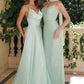 Amoris T725 Long Fitted Shimmering Lace Gown Spaghetti Straps