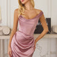 Amoris T727 One Shoulder Fitted Stretch Satin Mermaid Dress