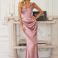 Amoris T727 One Shoulder Fitted Stretch Satin Mermaid Dress