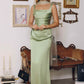 Amoris T729 Sleek Satin Adjustable Straps Fitted Gown