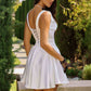 Amoris T735W Short Flared Mini Skirt Satin Dress