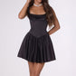 Amoris T735 Soft Satin Flared Mini Dress Adjustable Back