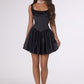 Amoris T735 Soft Satin Flared Mini Dress Adjustable Back