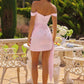 Amoris T736 Fitted Off the Shoulder Satin Mini Dress