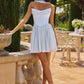 Amoris T740 Strapless Fit and Flare Mini Chiffon Dress
