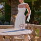 Amoris T741W Flowing A-Line Strapless Chiffon Off White Evening Gown