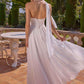 Amoris T741W Flowing A-Line Strapless Chiffon Off White Evening Gown