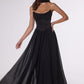 Amoris T741 Flowing A-Line Strapless Chiffon Evening Gown