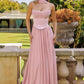 Amoris T741 Flowing A-Line Strapless Chiffon Evening Gown