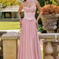 Amoris T741 Flowing A-Line Strapless Chiffon Evening Gown