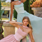 Amoris T741 Flowing A-Line Strapless Chiffon Evening Gown
