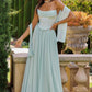Amoris T741 Flowing A-Line Strapless Chiffon Evening Gown