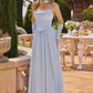 Amoris T741 Flowing A-Line Strapless Chiffon Evening Gown